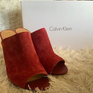 CalvinKlein Janica Women Open-Toe Suede Mules